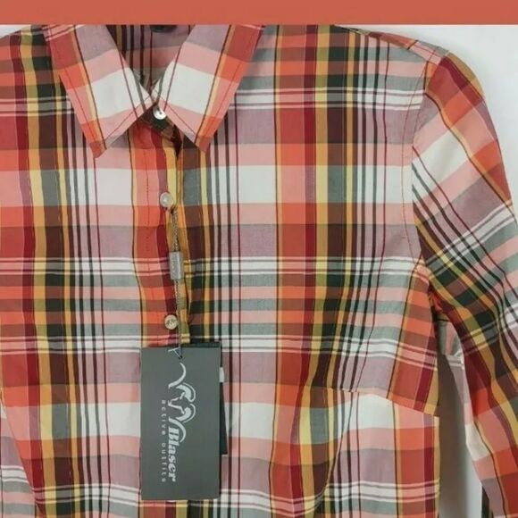 Blaser Shirt Ladies Sara Poplin Blouse Orange/Yell - Picture 4 of 7
